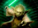 Mistr Yoda v akci se světelným mečem